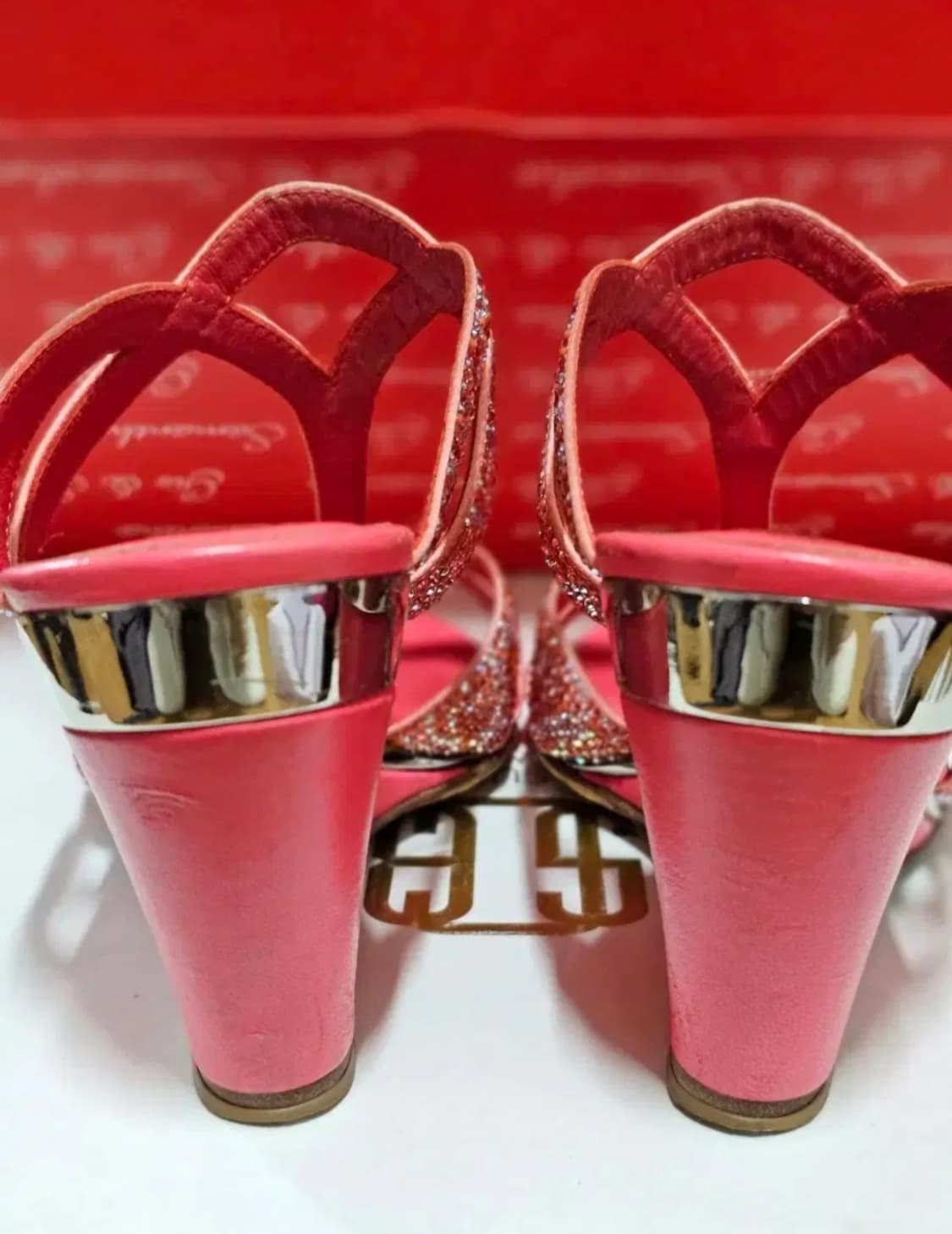 이태리 르네까오빌라  크리스탈 레드 진핑크 샌들 230~235 상품이미지5
