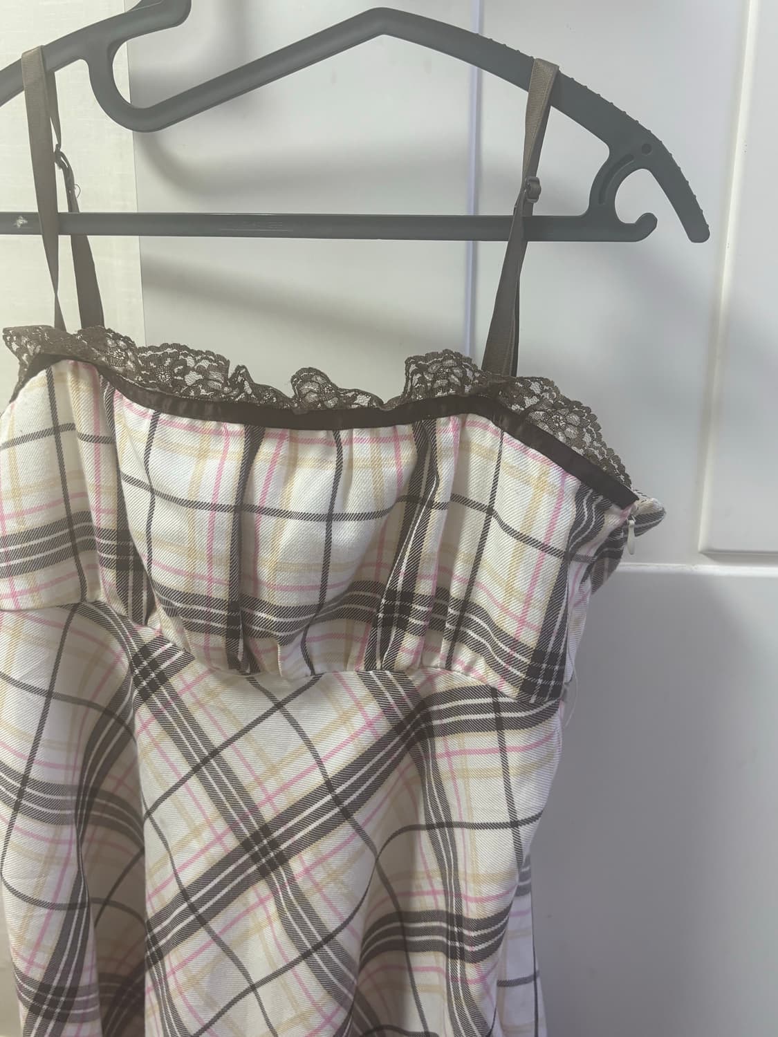 라떼갸루☕️) 빈티지 체크 레이스 원피스 상품이미지5