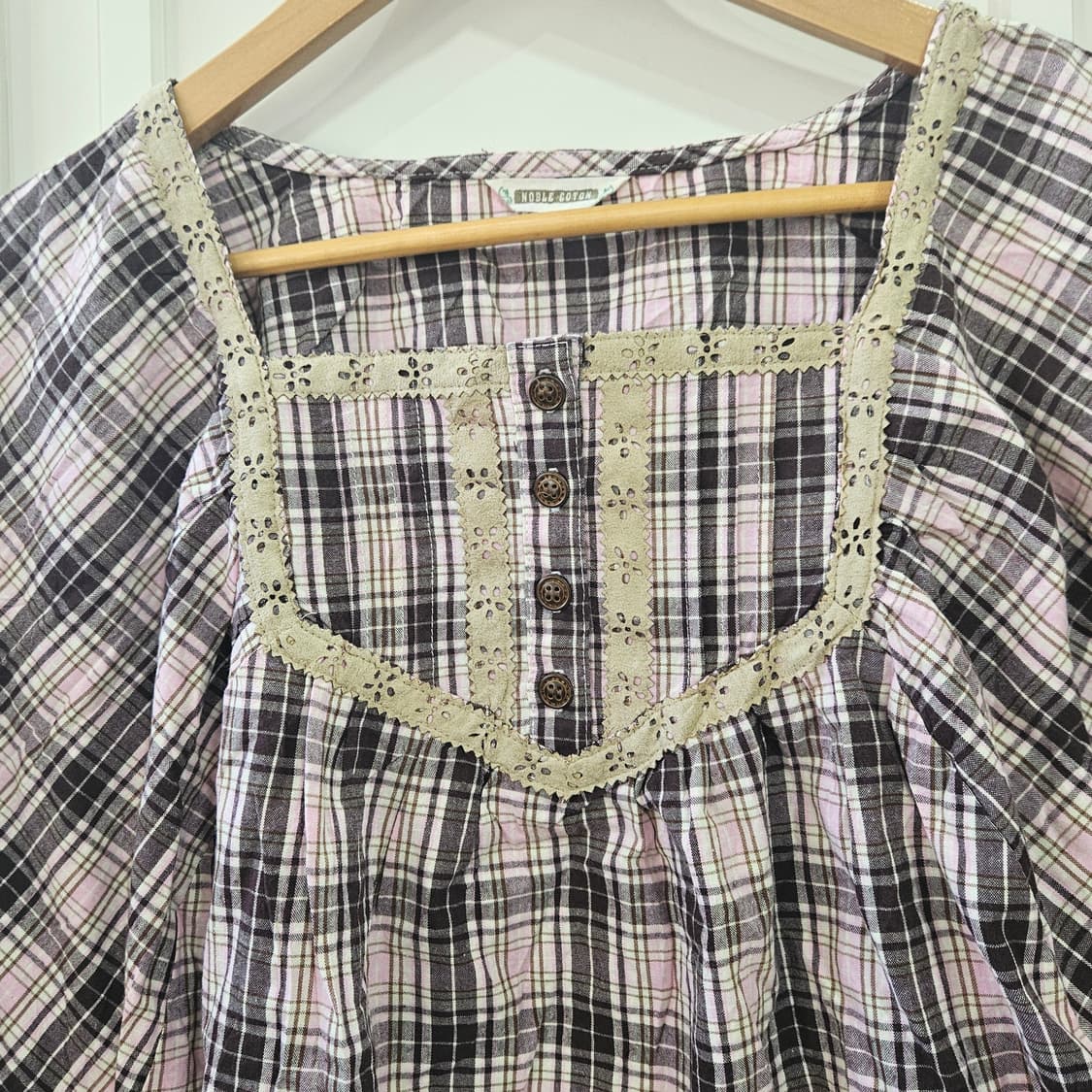 딸기초코 체크 판쵸블라우스 상품이미지3