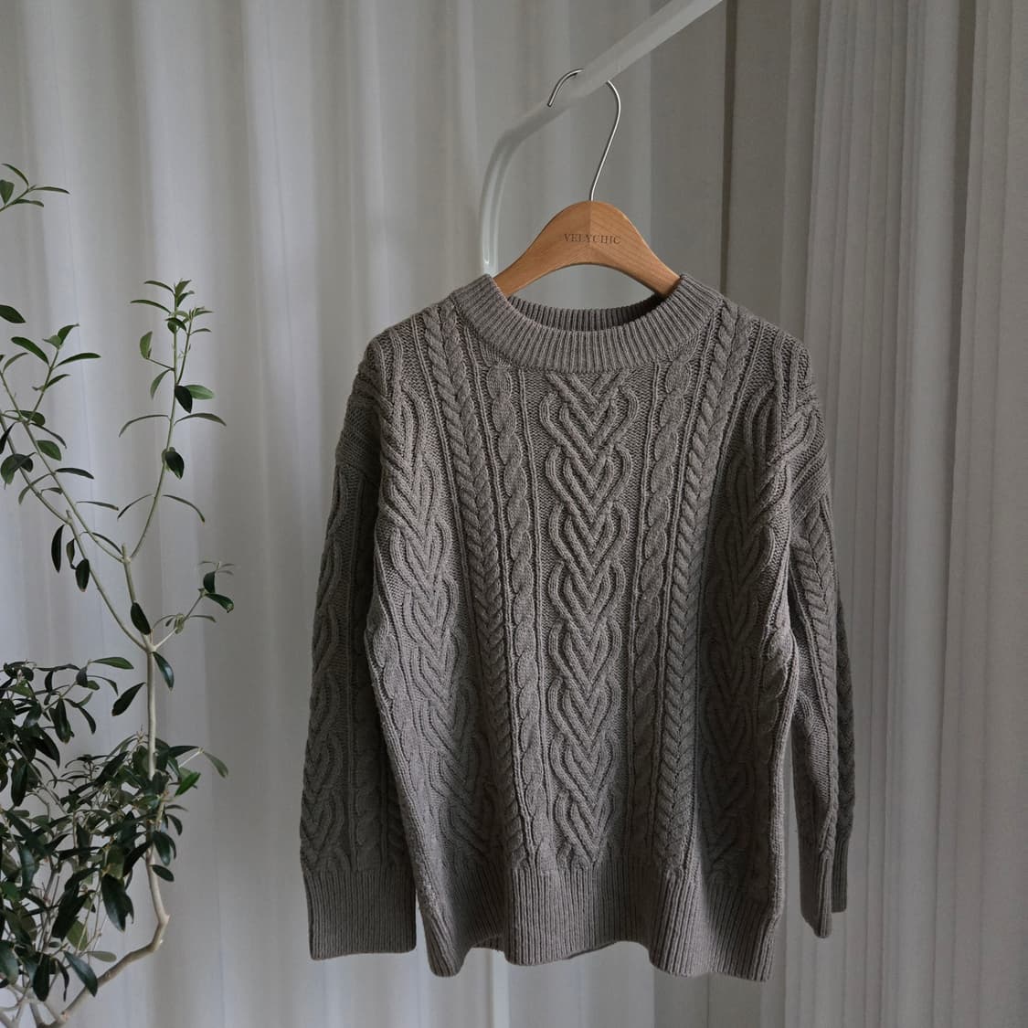 일본 빈티지 CINEMA CLUB 꽈배기 라운드 울니트 상품이미지1