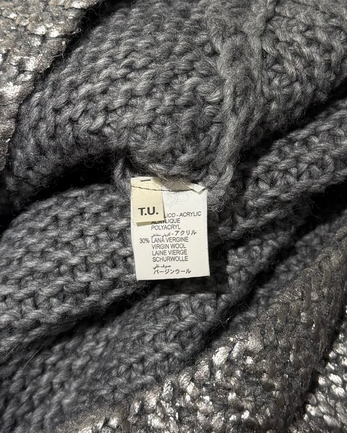 마시모 아르디조네 실버 메탈릭 니트 퍼 트리밍 판초 상품이미지9