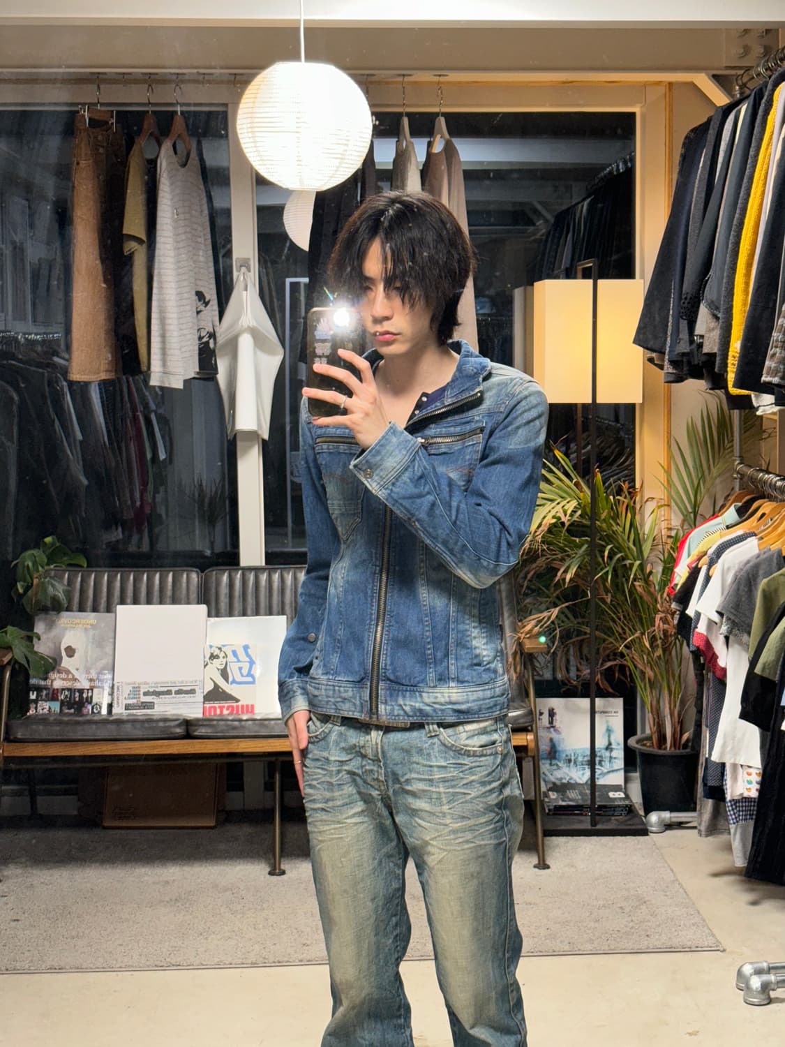 지스타 로우 하이넥 집업 데님 자켓 상품이미지5