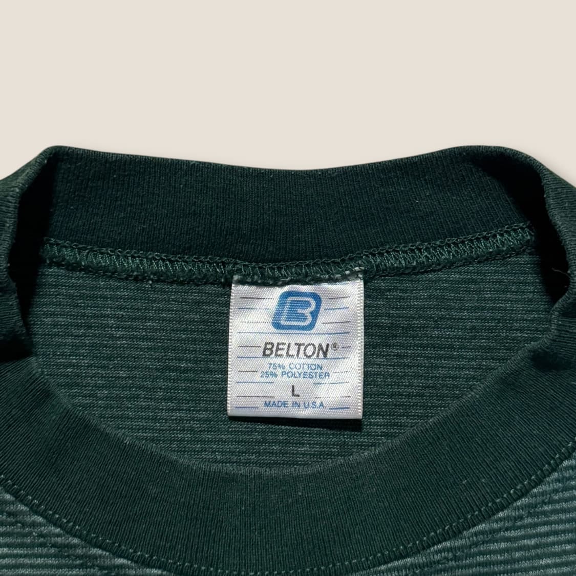 90s USA BELTON 스트라이프 프린팅 티셔츠 L 상품이미지3