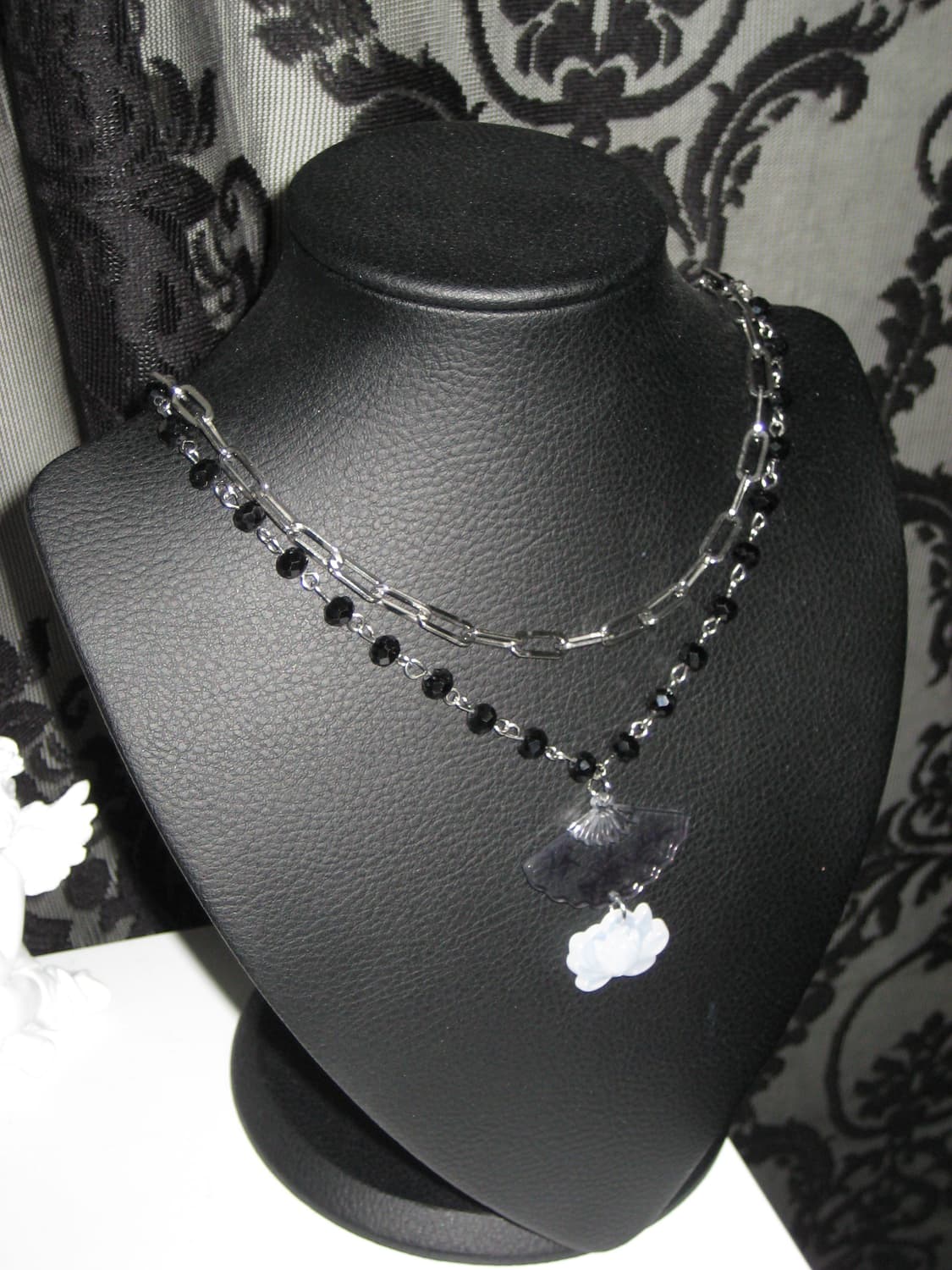 오리엔탈 부채 연꽃 동양풍 체인 목걸이 상품이미지4