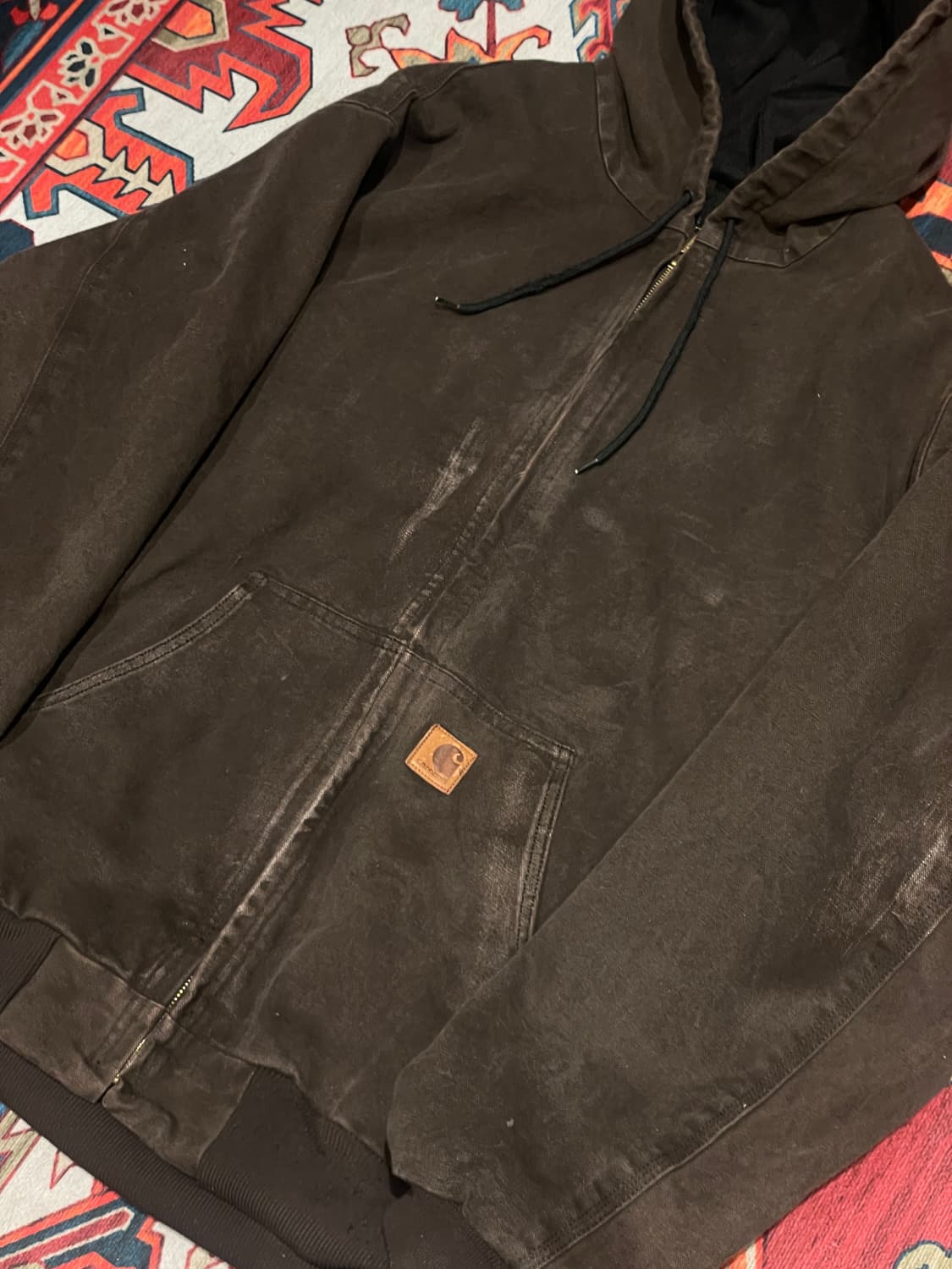 Usa 90s 칼하트 J25 다크 브라운 후드 자켓 XL 상품이미지2