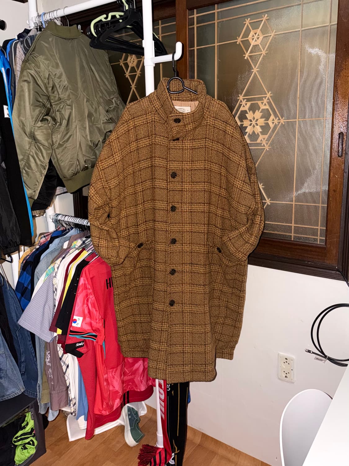 [새상품] 암피스트 울 체크 코트 브라운 상품이미지1