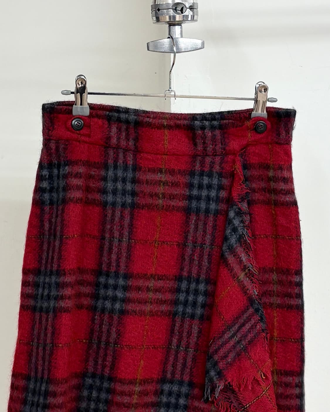 막스마라 레드 플레이드 체크 랩 미디 스커트 상품이미지2