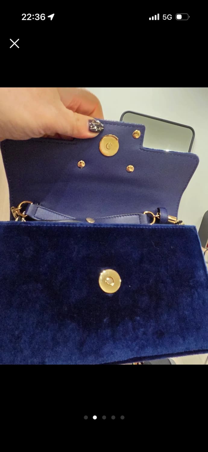 구찌 크리스탈 벨벳 GG마몽 클러치 블루 이브닝백 상품이미지2