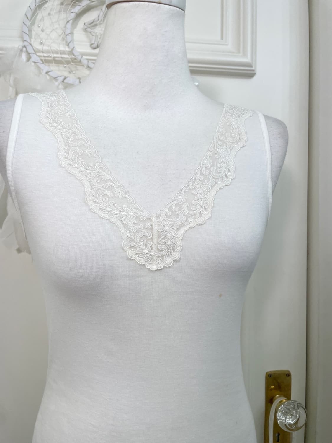 ivory v-neck flare cardigan&lace cotton 상품이미지9