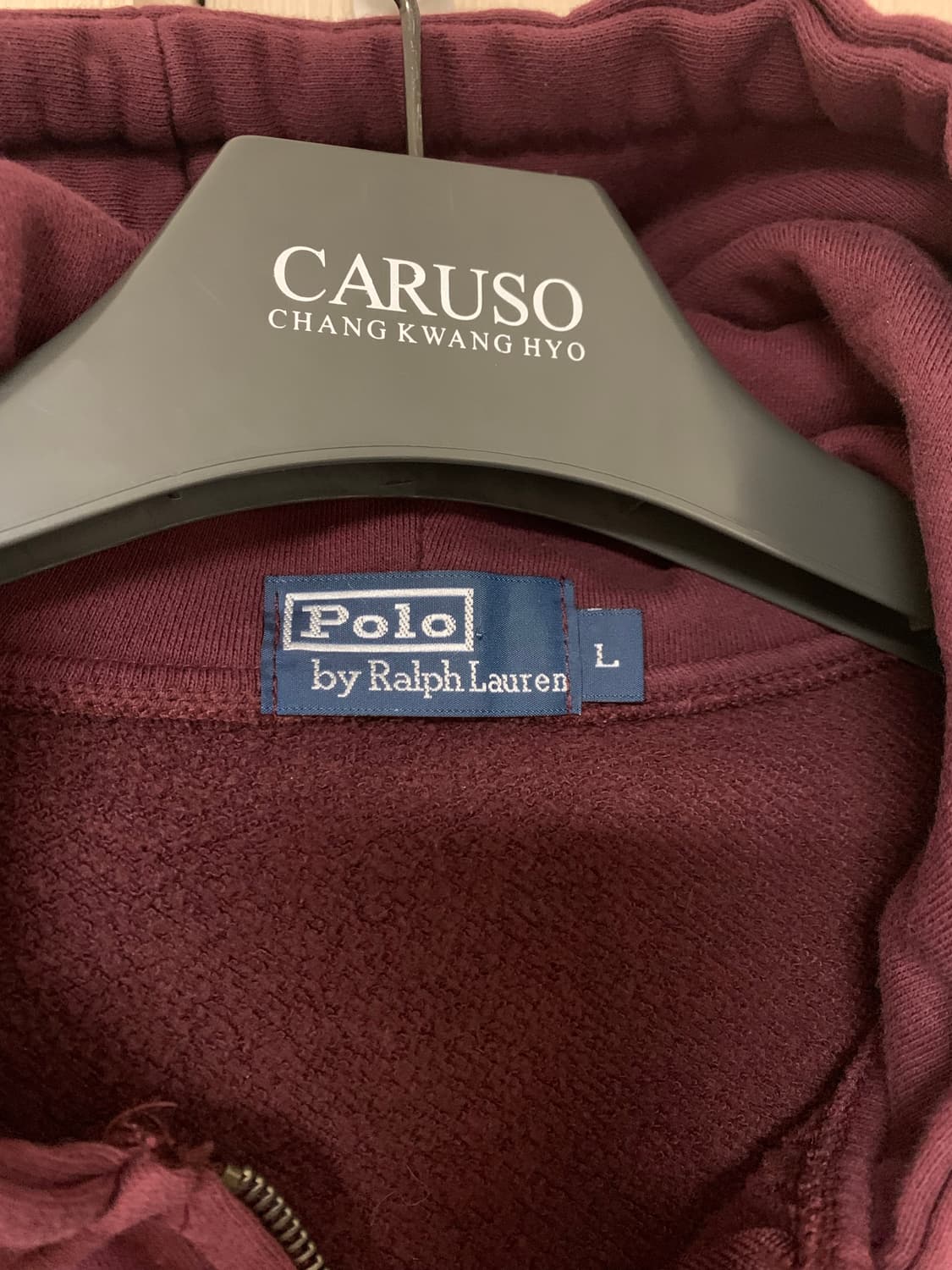 폴로 후드집업 버건디 상품이미지3