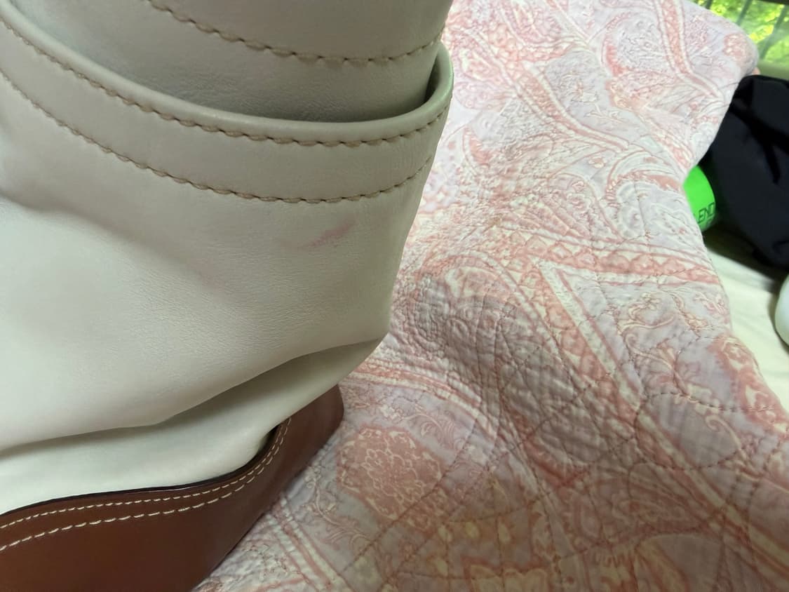 코치 화이트/브라운 가죽 토트백 상품이미지7