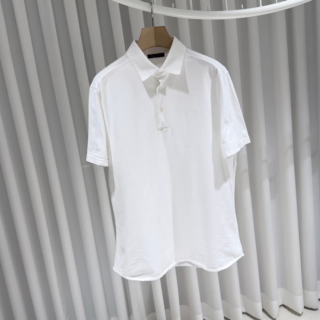 (A+/XL) / 로로피아나 레귤러핏 코튼 카라 폴로 반팔 티셔츠 화이트 상품이미지3