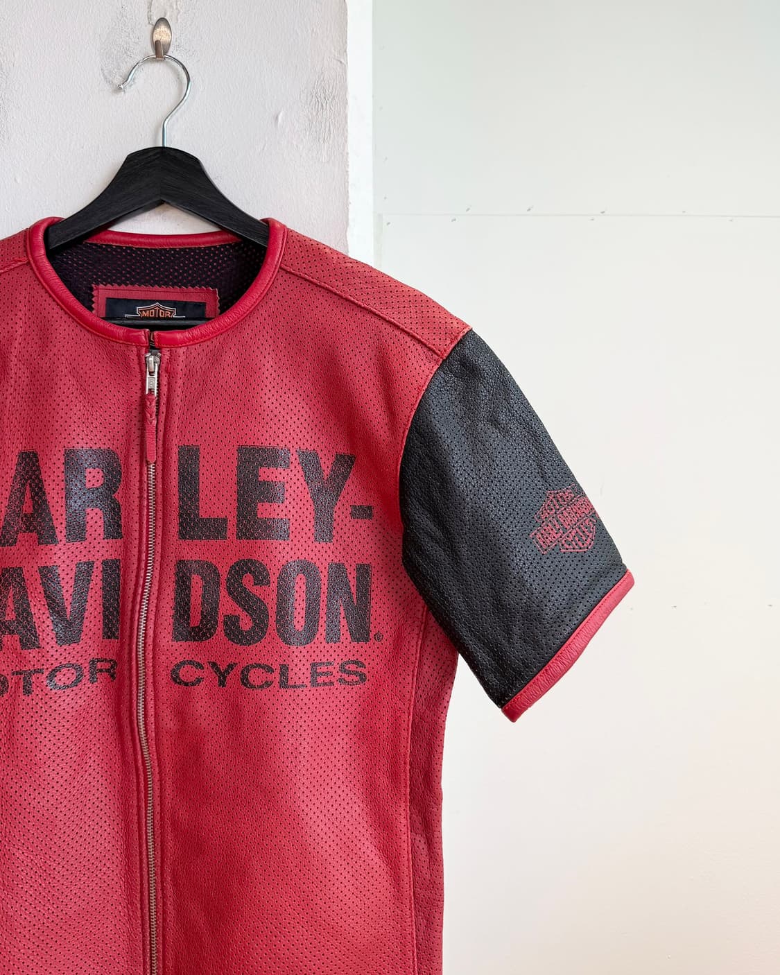 할리 데이비슨 레드 빅로고 레더 하프 자켓  상품이미지4