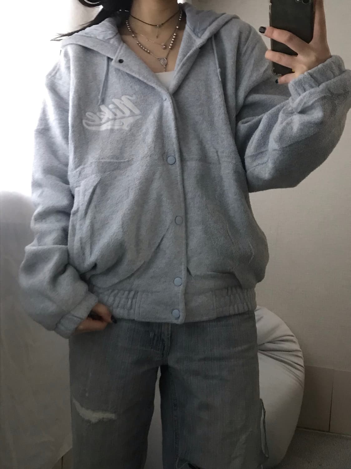 나이키 00s 연하늘 빅로고 누빔자켓 상품이미지2