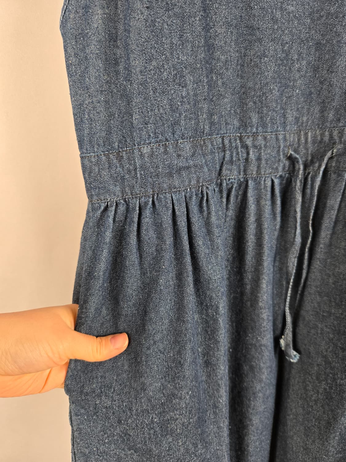 [무료배송]에이프런 피나포어 멜빵 데님 청 롱 플레어 원피스 상품이미지8