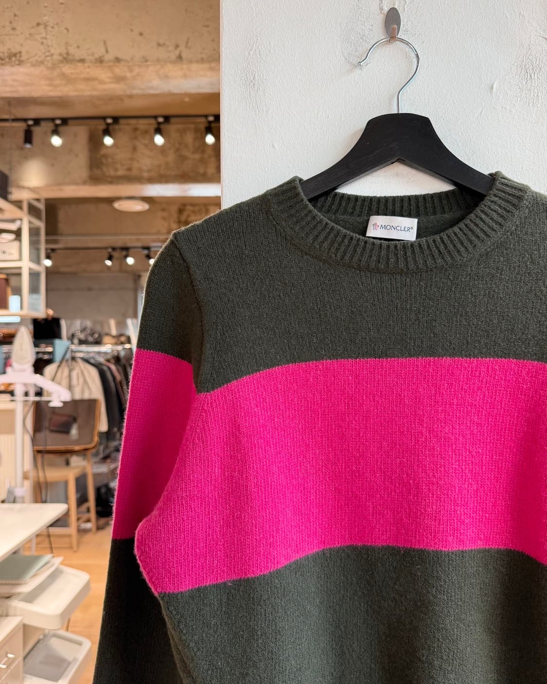 몽클레르 카키 핑크 스트라이프 울 니트 상품이미지4