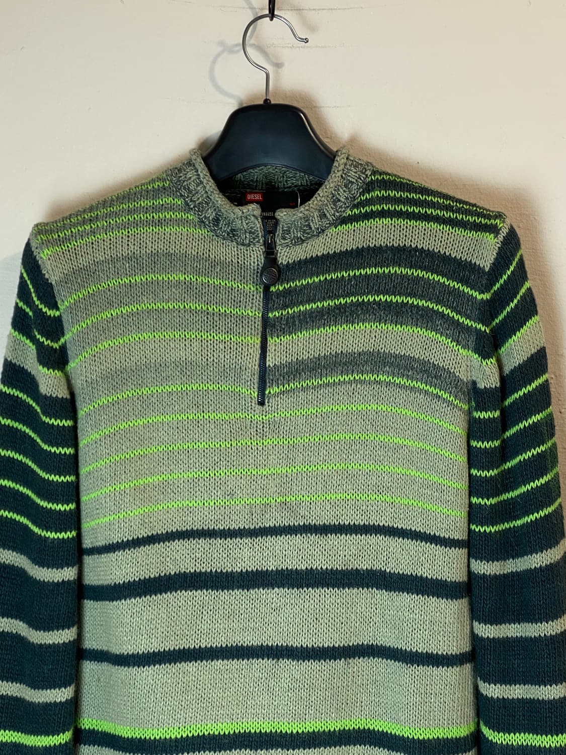 디젤 스트라이프 하프 집 니트 상품이미지2