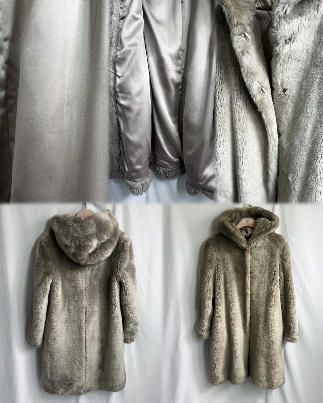 Greyish ivory snap button fur long coat 상품이미지9