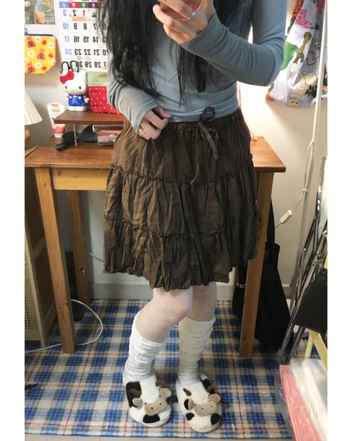 vintage bohemian volume skirt brown 상품이미지4