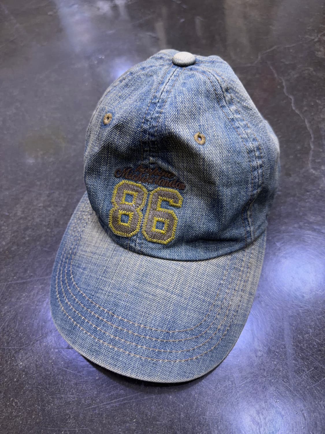 미치코런던 빈티지 86 자수 데님 가죽벨트 볼캡 모자 상품이미지2