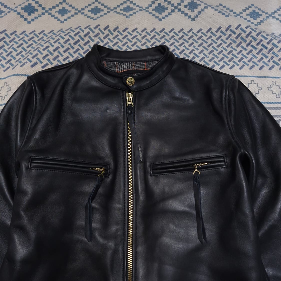 CARPHEY 블랙 말가죽 금장버튼 펑크 락시크 라이더자켓 레더자켓 상품이미지4