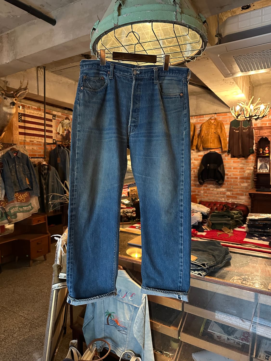 70s USA 빈티지 리바이스 501 66후기 셀비지 데님 팬츠 상품이미지1