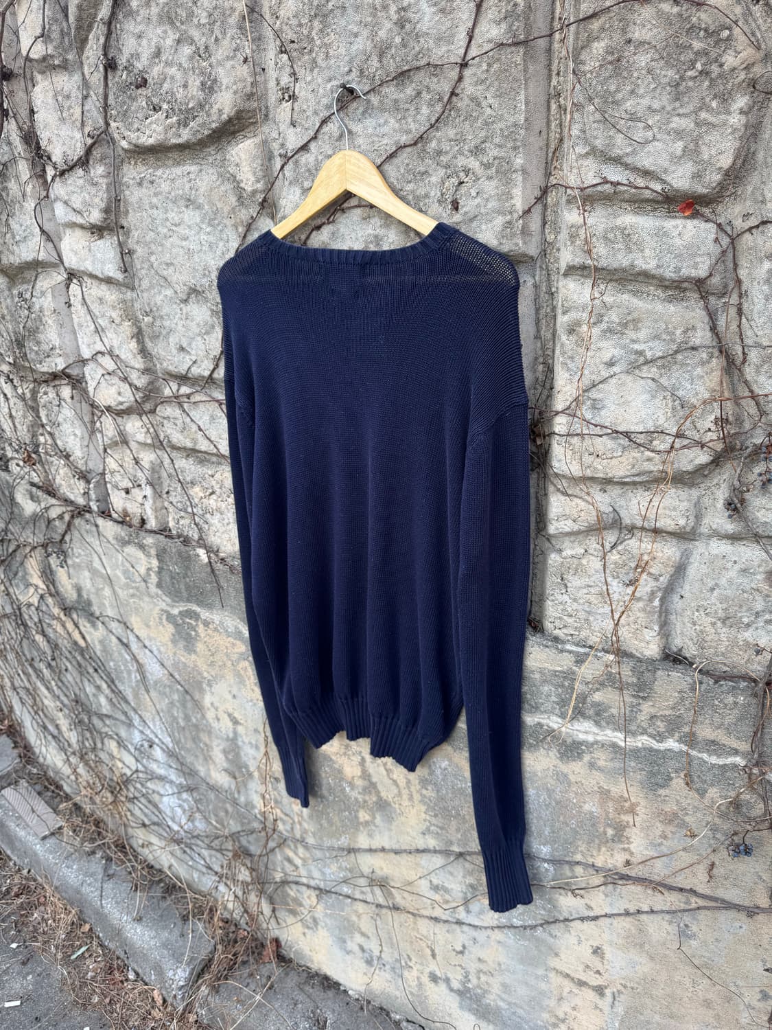 90s 폴로 랄프로렌 빈티지 브이넥 코튼 니트 네이비 L 상품이미지4