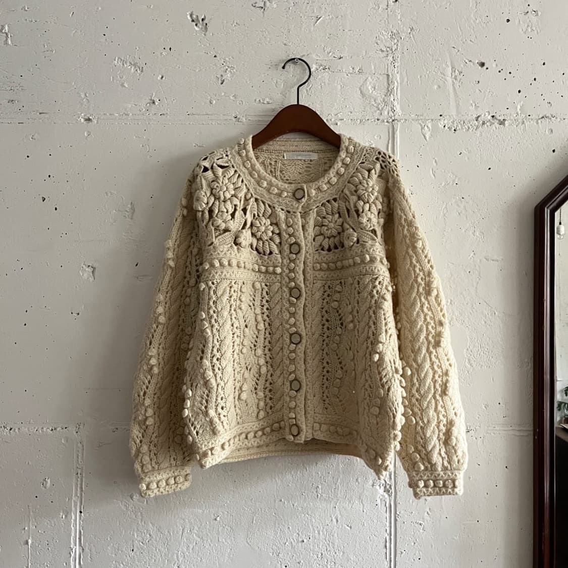 크림색 뜨개 가디건 상품이미지1