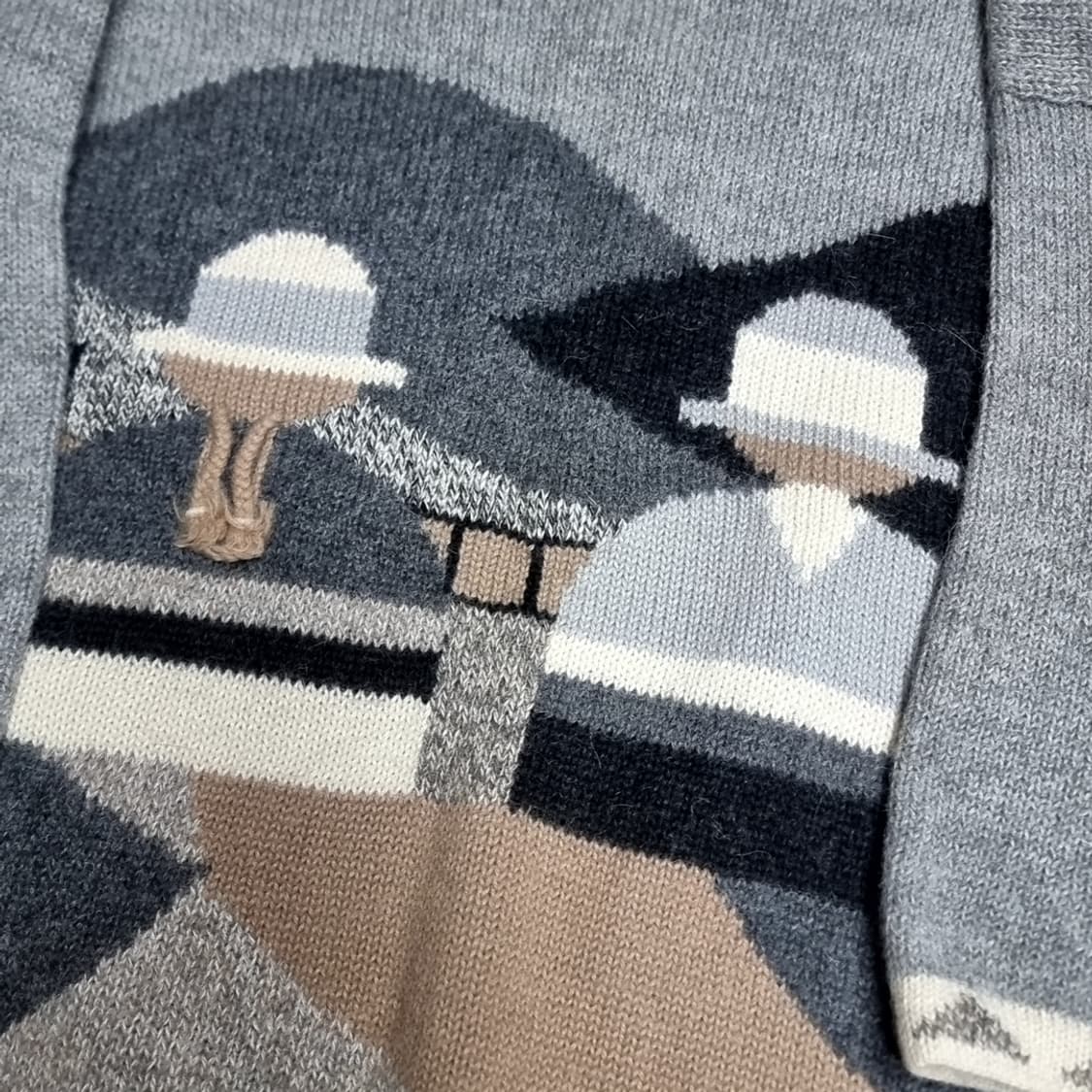 페루제Raffa 100프로 알파카 빈티지 패턴 니트 스웨터 그레이(실측) 상품이미지6