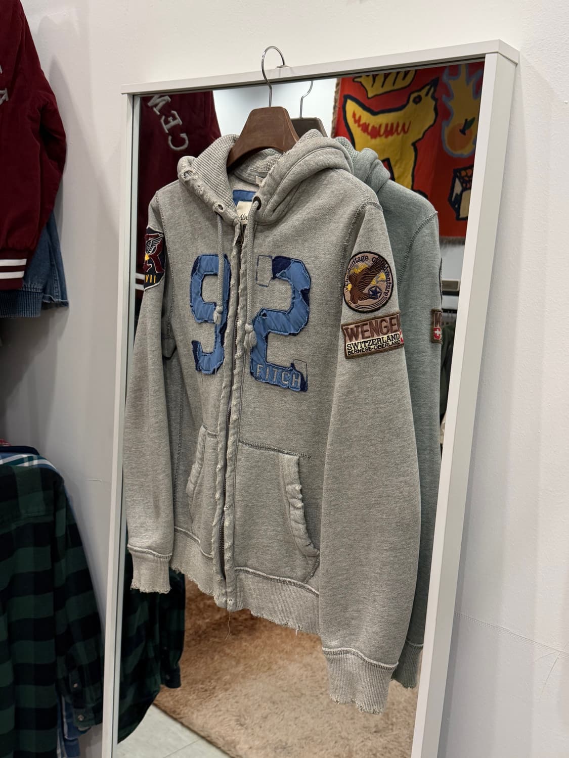 Abercrombie 아베크롬비 빈티지 디스트레스드 와플 후드 집업 상품이미지1