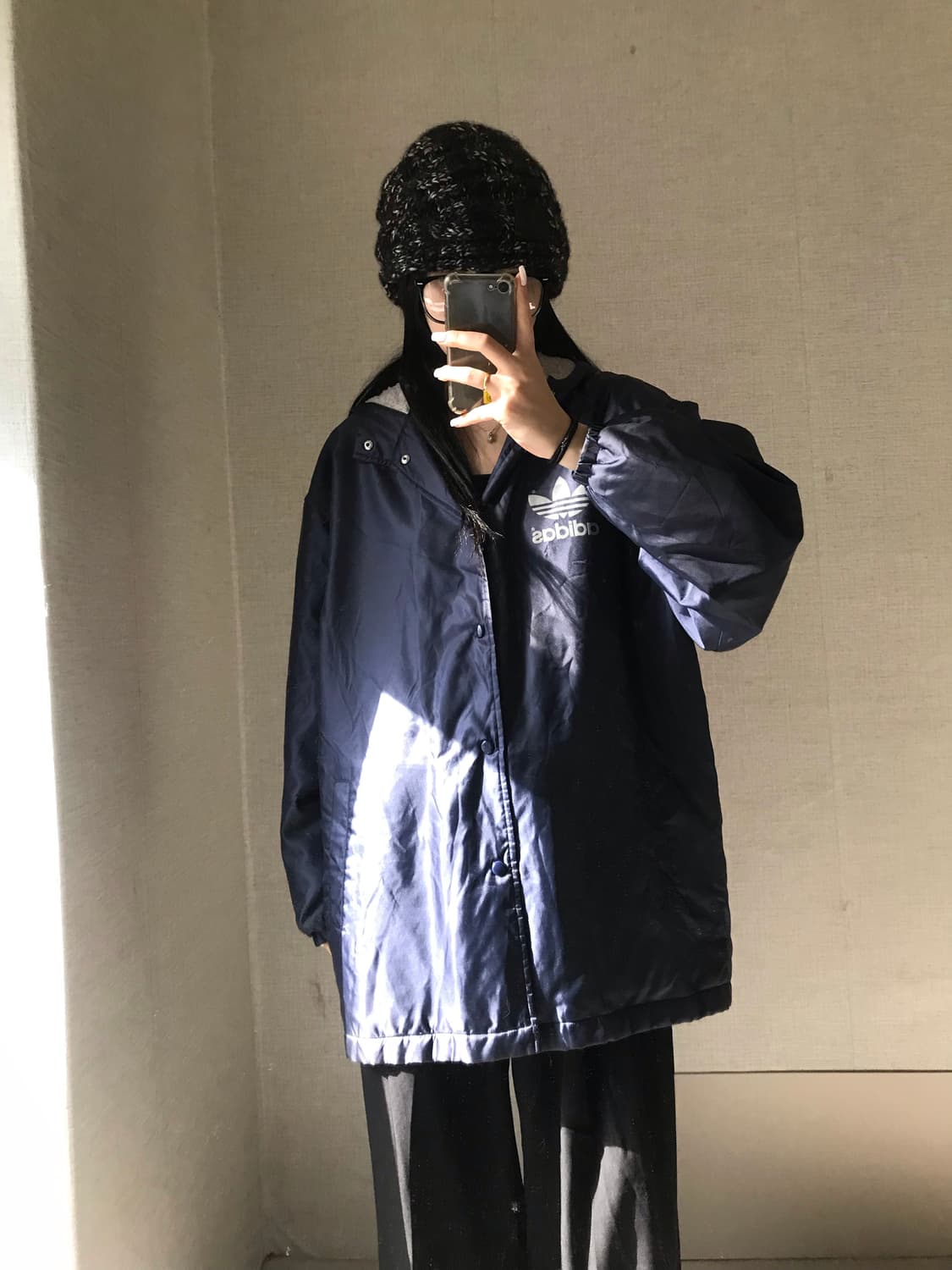 아디다스 빅로고 네이비 후리스 점퍼 상품이미지4