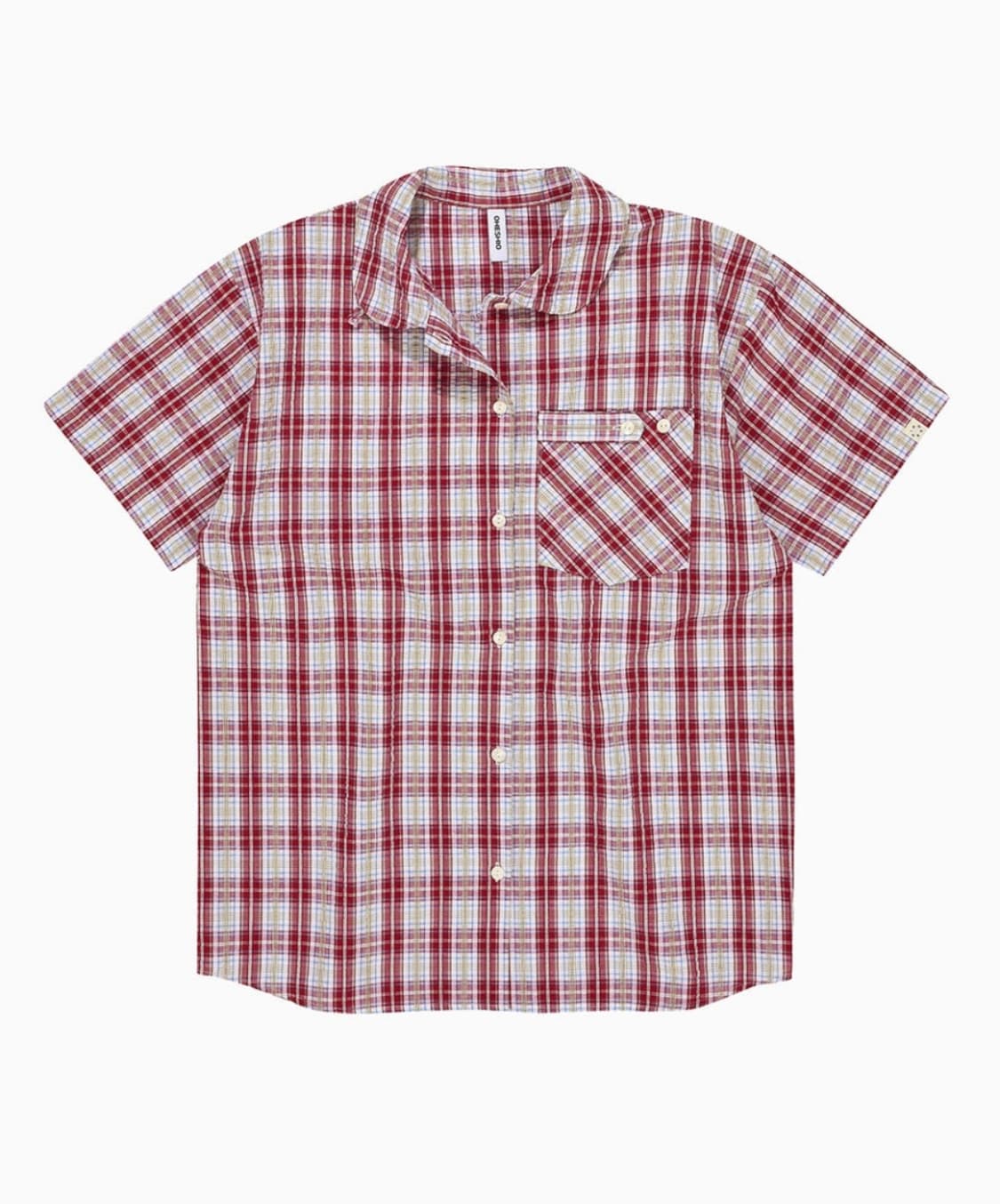 CHECK POCKET HALF SHIRT, RED 상품이미지1