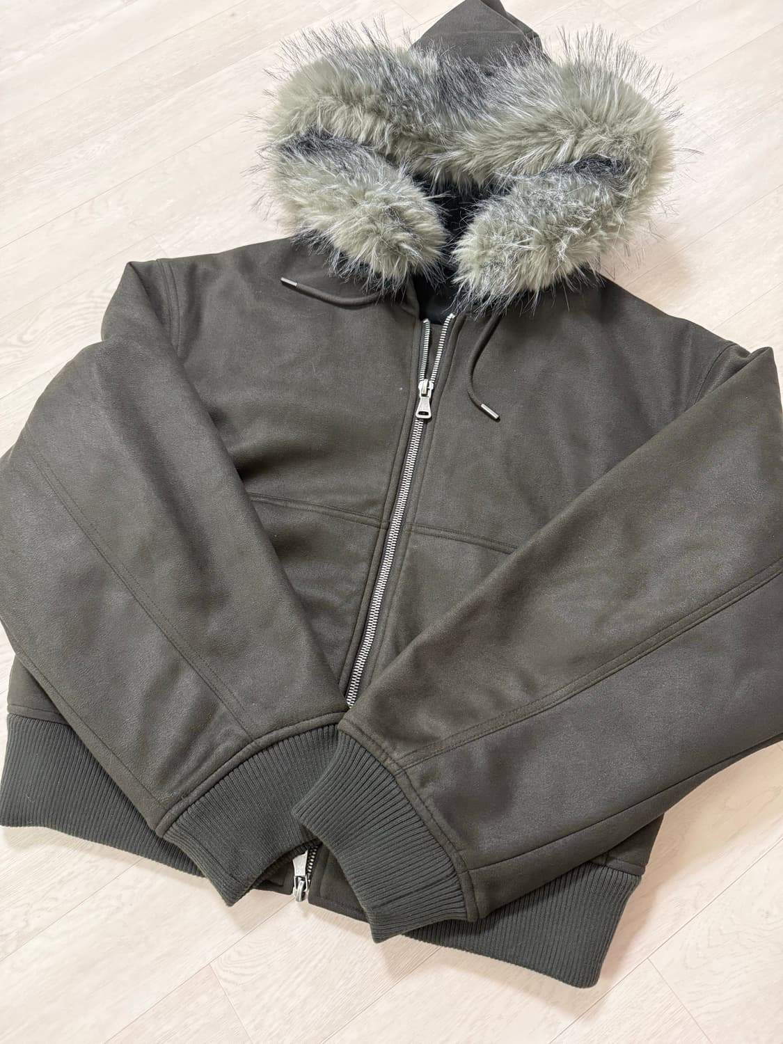 자라 페이크 스웨이드 퍼 패딩 자켓 m 상품이미지6