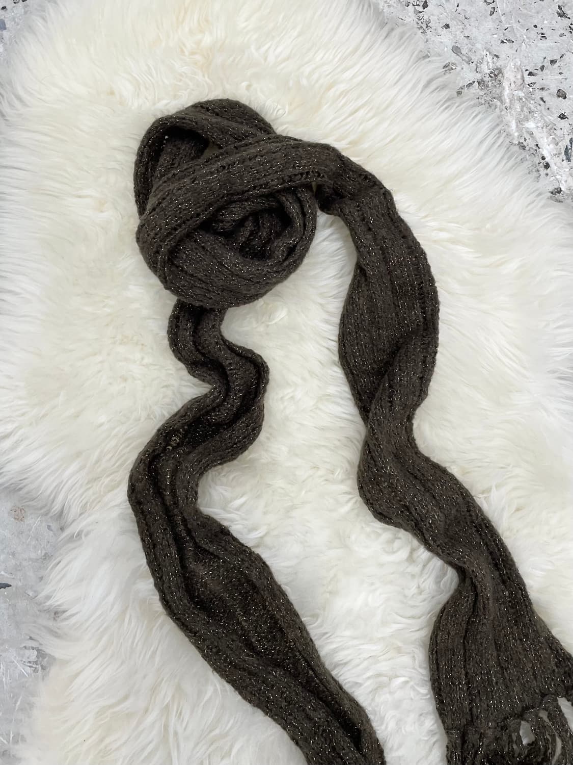 브라운 글리터 골지 머플러  상품이미지5