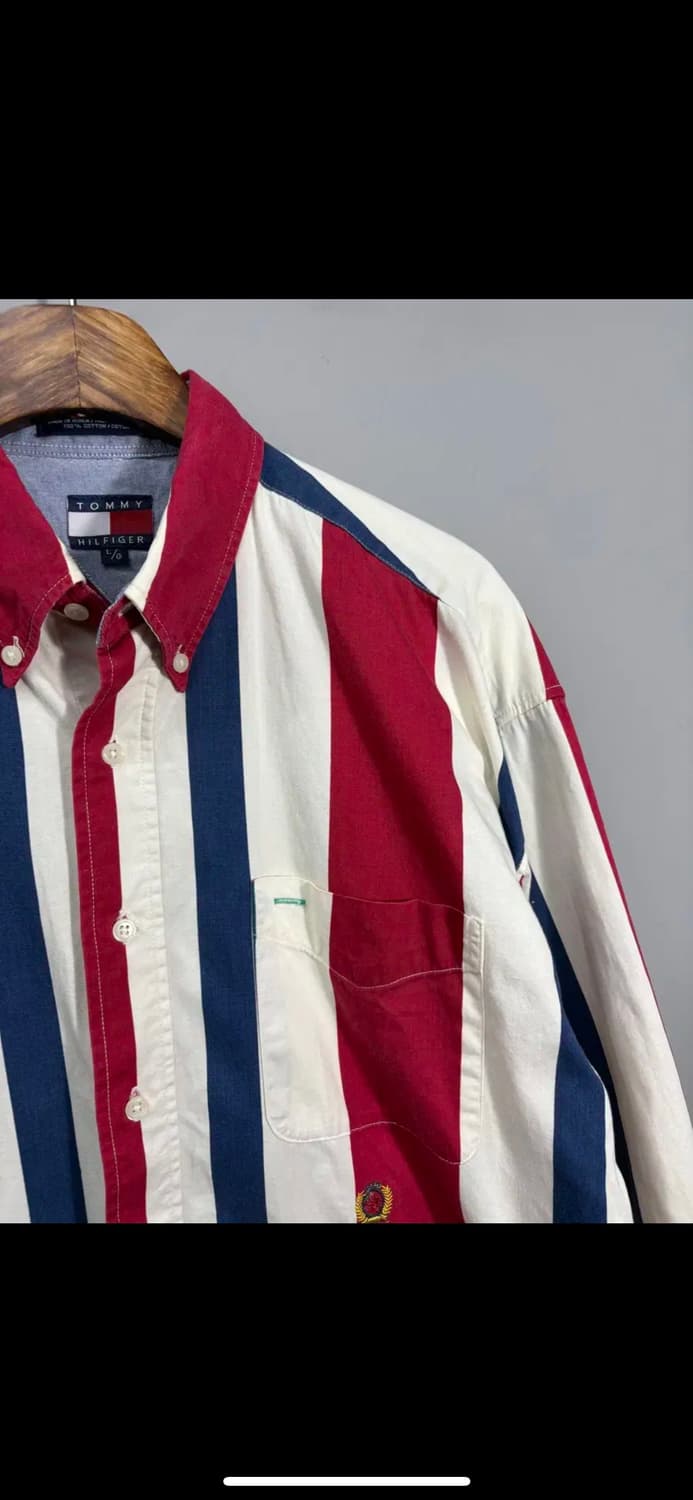 타미힐피거 자수로고 포켓 스트라이프 카라넥 셔츠 H1143 상품이미지4