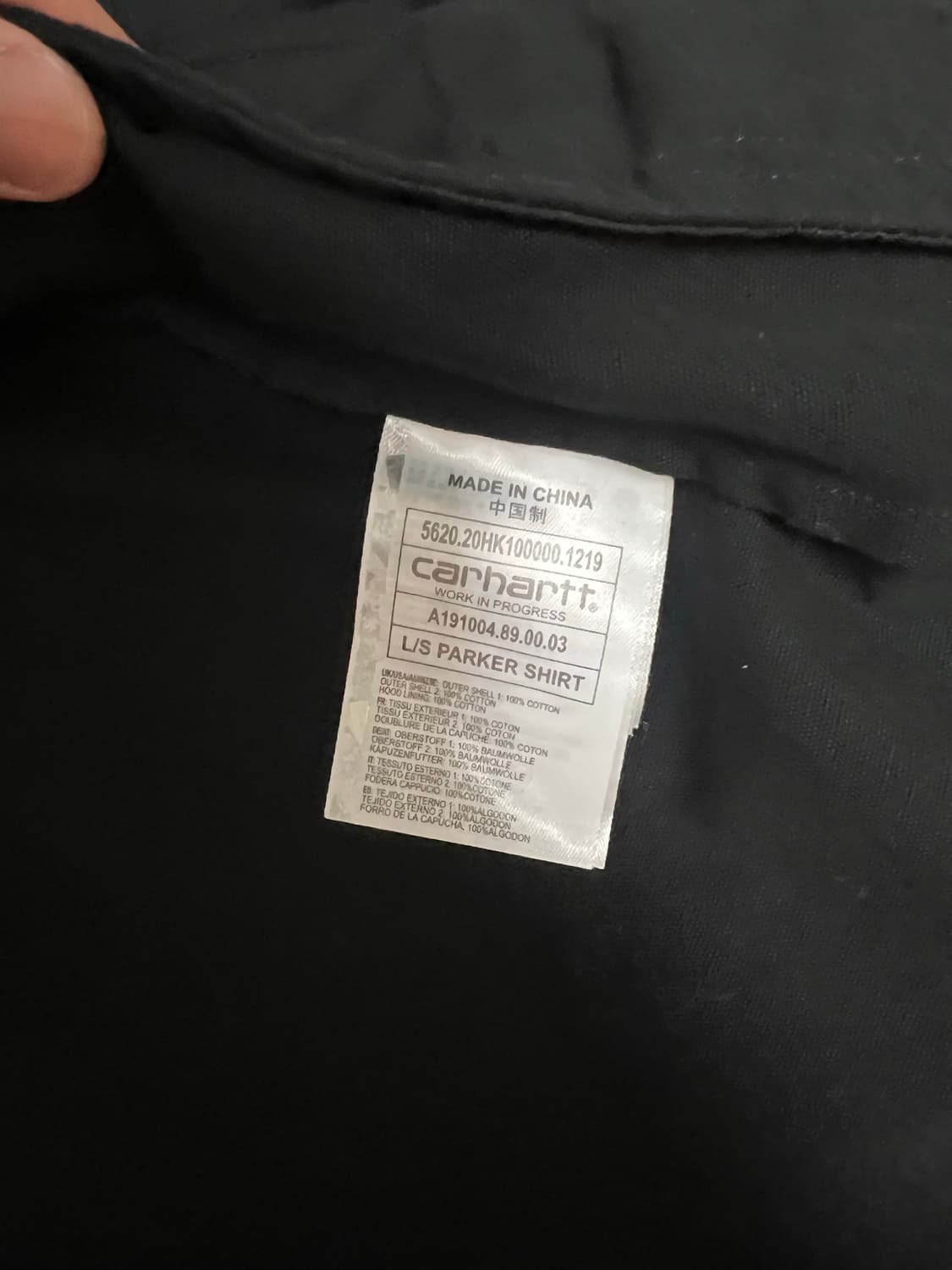 칼하트 WIP 파커 후드 셔츠 자켓 M 블랙 상품이미지3