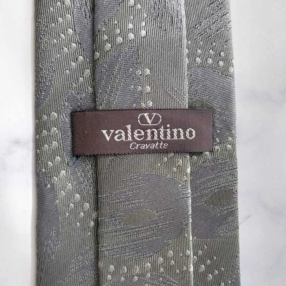 발렌티노 실크 올리브그레이 패턴 넥타이 8.9cm A등급 K2161 상품이미지8