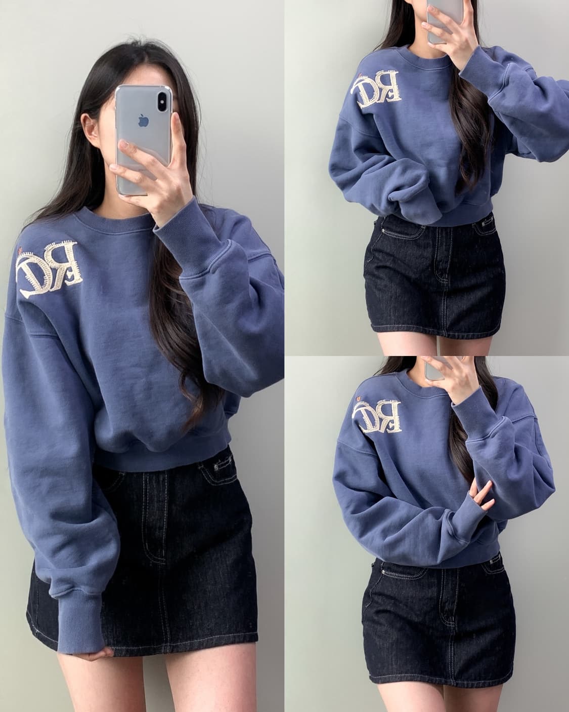 렉토 크롭 맨투맨 상품이미지1