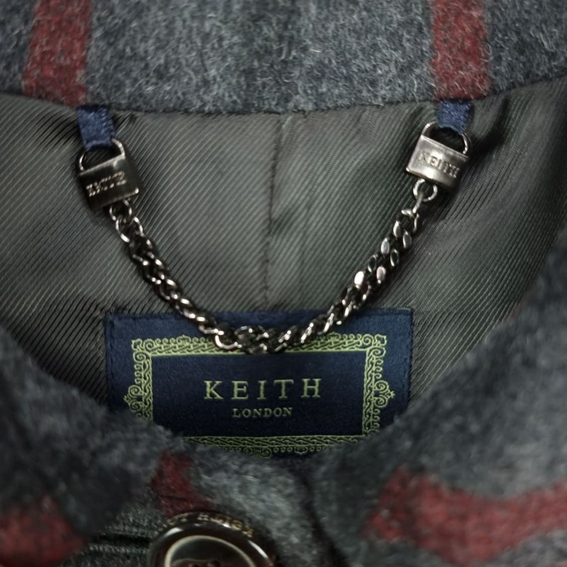 키이스 런던 모직 체크 케이프 코트 챠콜 M19792 상품이미지8