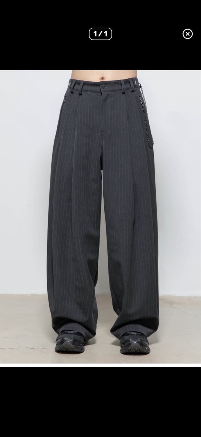 비긴202 록 링크 팬츠 차콜 스트라이프 상품이미지1