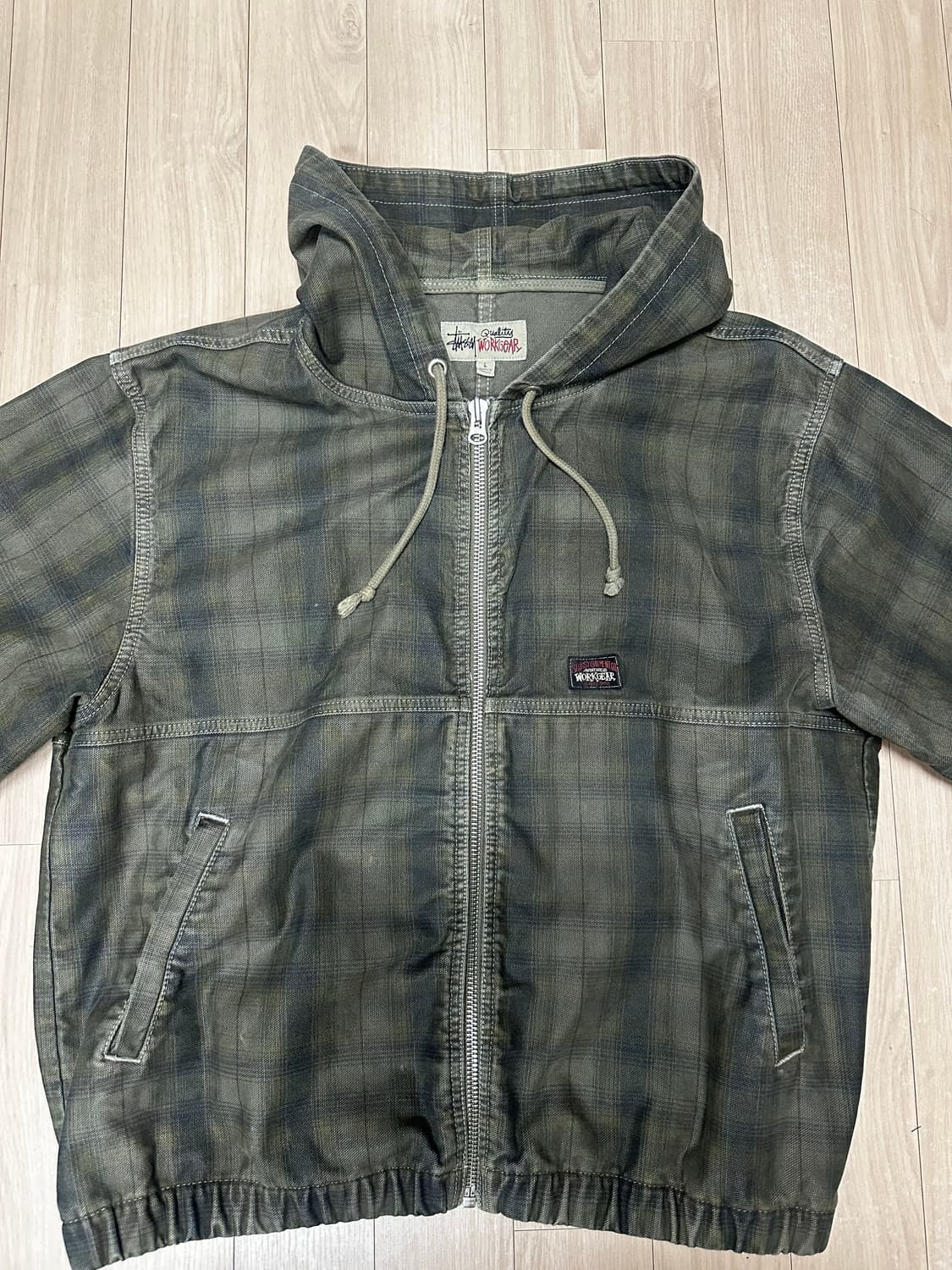 스투시 언라인드 플레이드 워크 자켓 올리브 상품이미지2