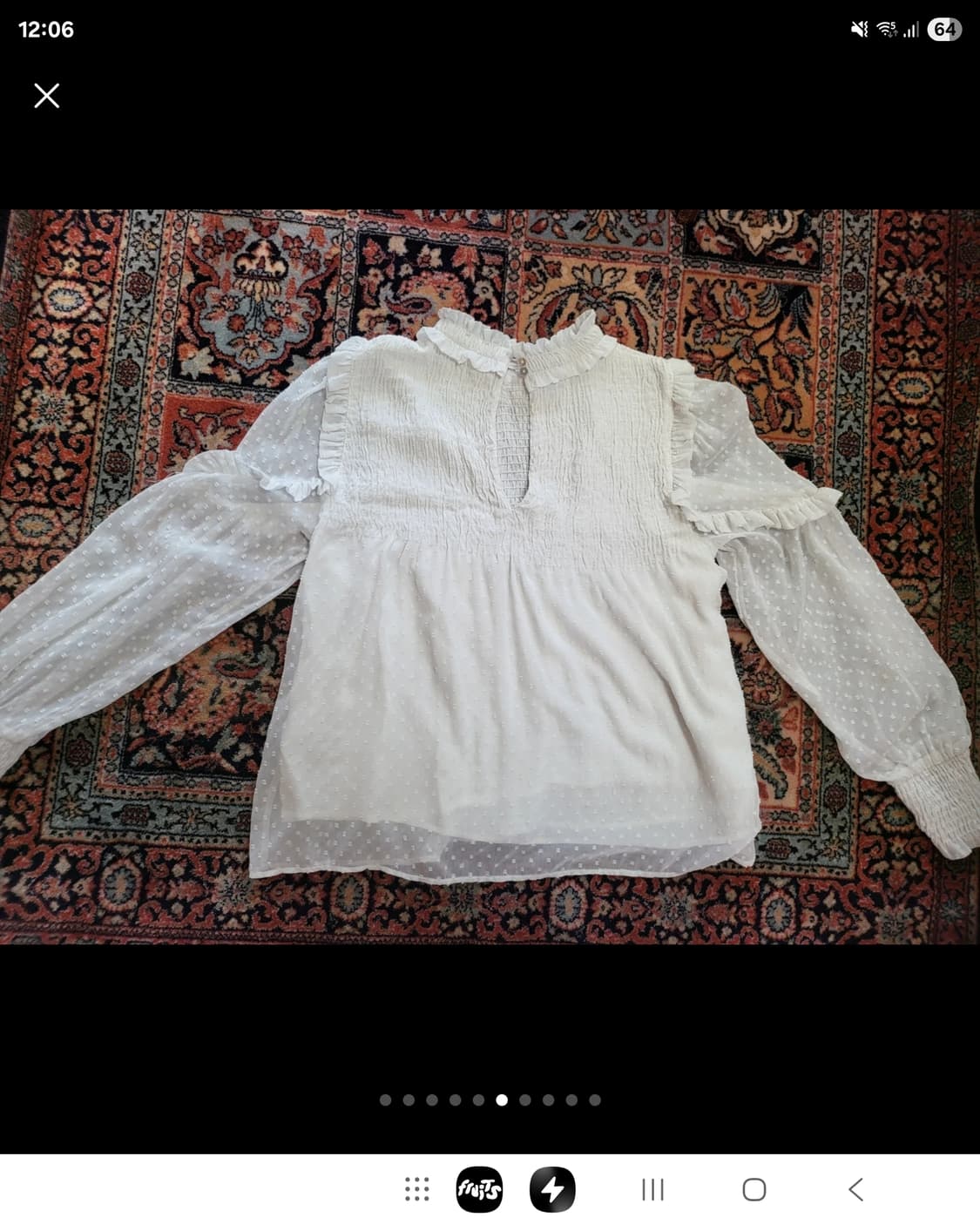 자라 쉬폰 레이스 레이어드 블라우스 스머그드 상품이미지5