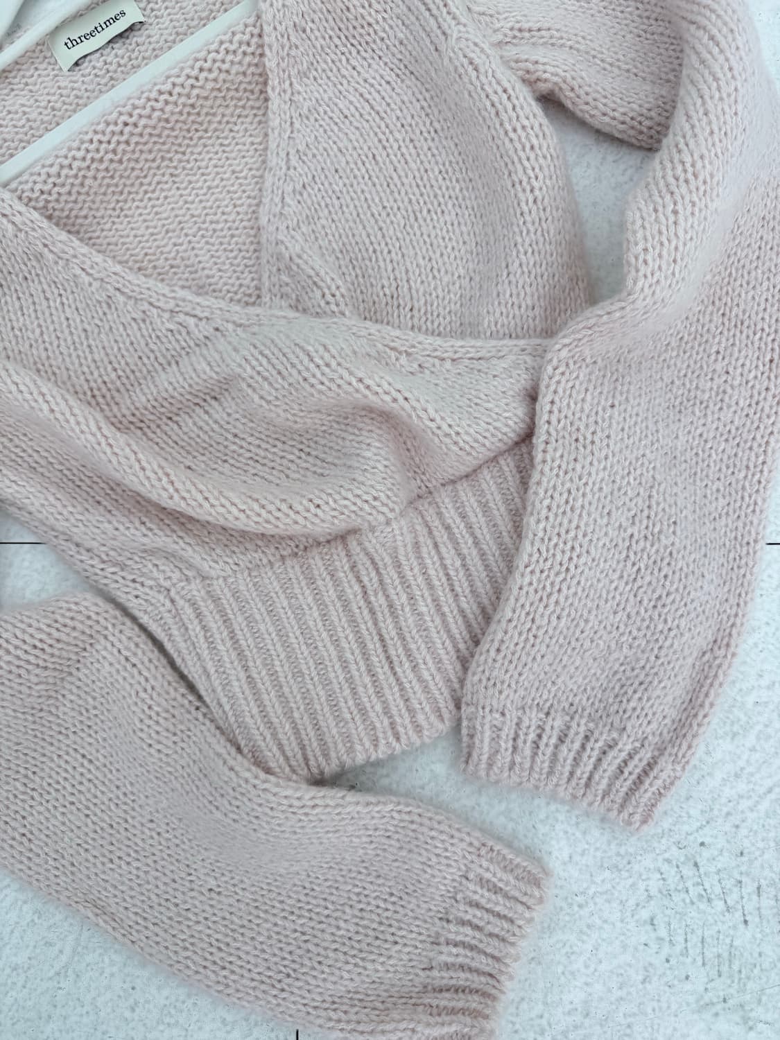 쓰리타임즈 랩 니트 탑 핑크 상품이미지3