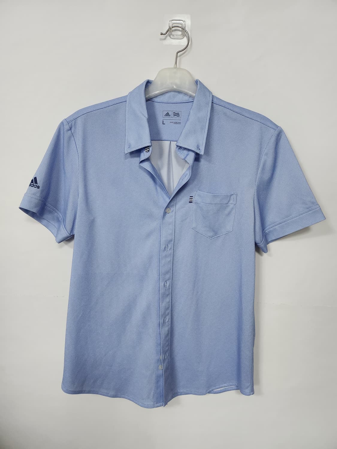 아디다스 골프  기능신축성 블루 반팔 셔츠 100 L 새제품급 상품이미지10