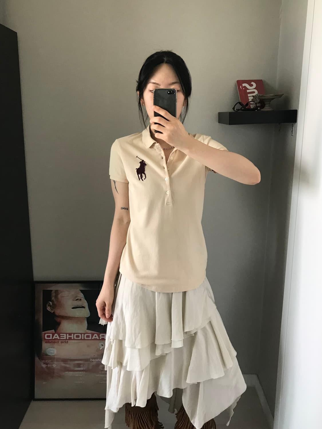 폴로 랄프로렌 빅포니 로고 스키니핏 베이지 카라티 상품이미지2