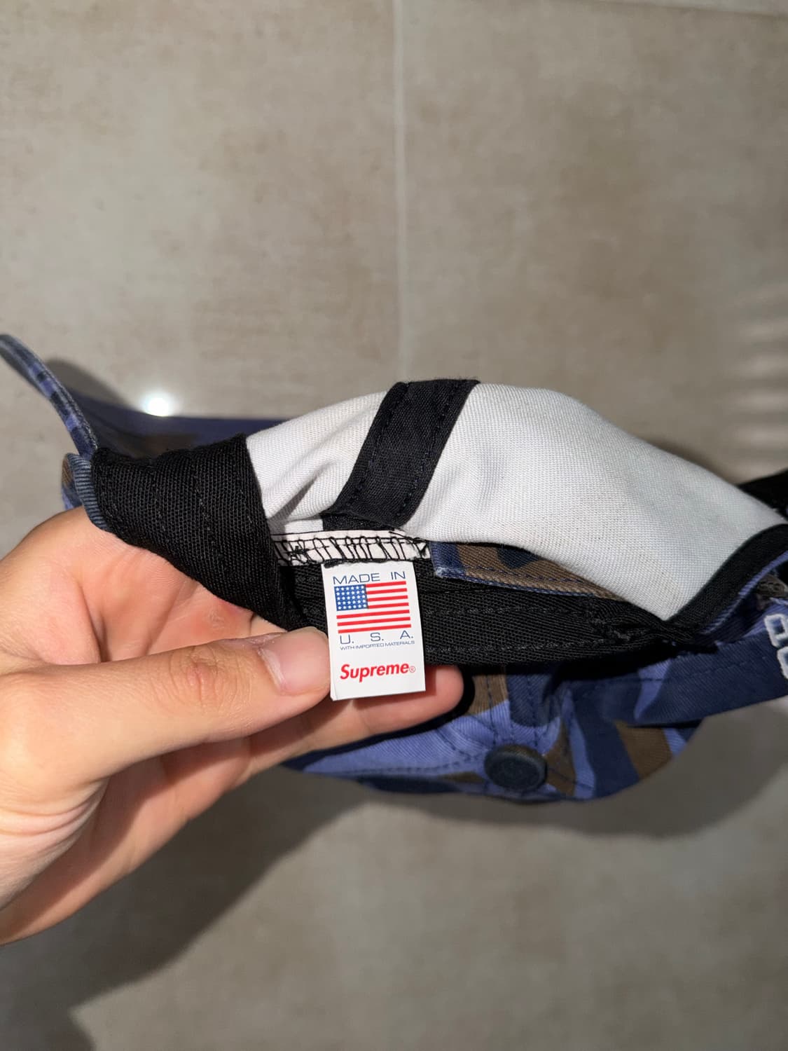 슈프림 피그먼트 코티드 S 로고 6-패널 블루 카모 - 25SS 상품이미지3