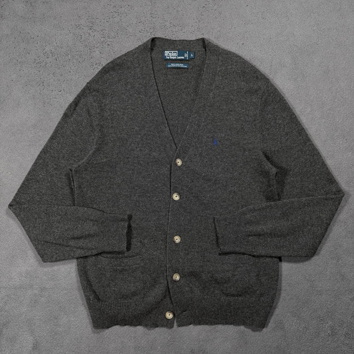 폴로 램스울 그레이 니트 가디건 상품이미지2