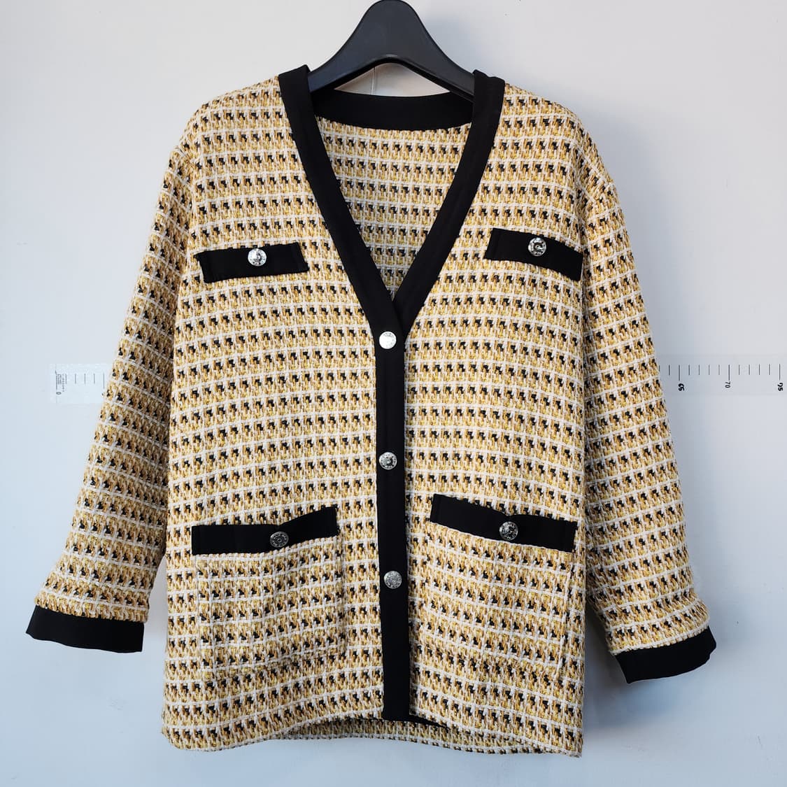 마쥬 트위드 블랙 배색 여성 가디건 상품이미지1