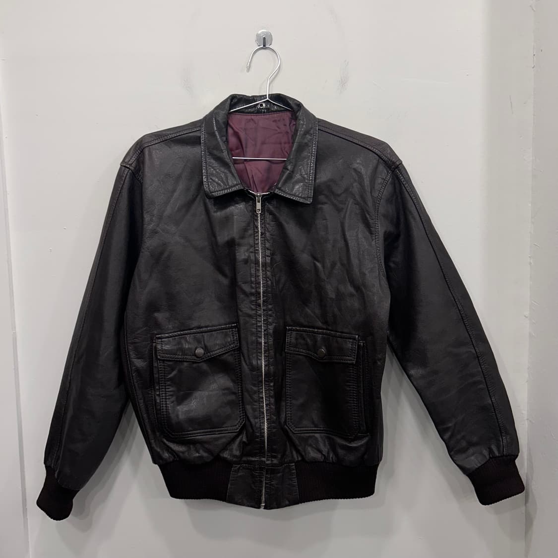 핸드메이드 소가죽 집업 레더 크롭 봄버자켓 상품이미지2