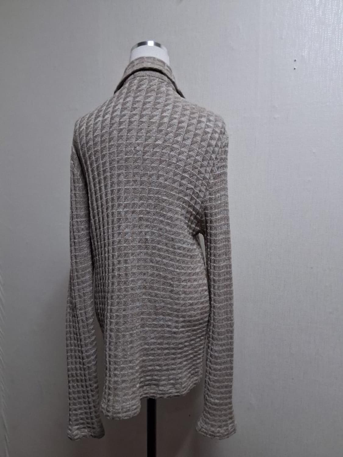 일본빈티지 Acquiesce 내츄럴베이지 면니트 쟈켓형 니트가디건M 상품이미지3